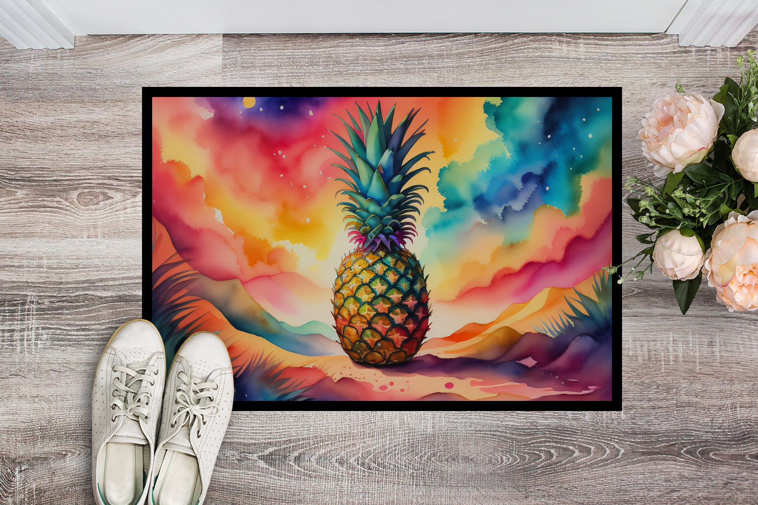 Colorful Pineapple Indoor or Outdoor Mat 24x36  the-store.com.