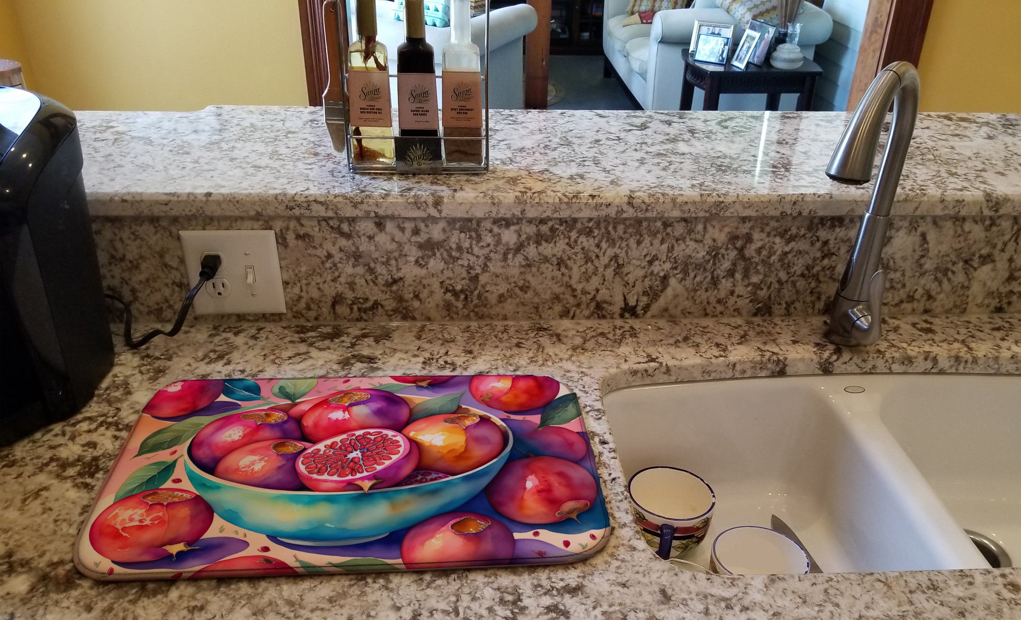 Colorful Pomegranates Dish Drying Mat