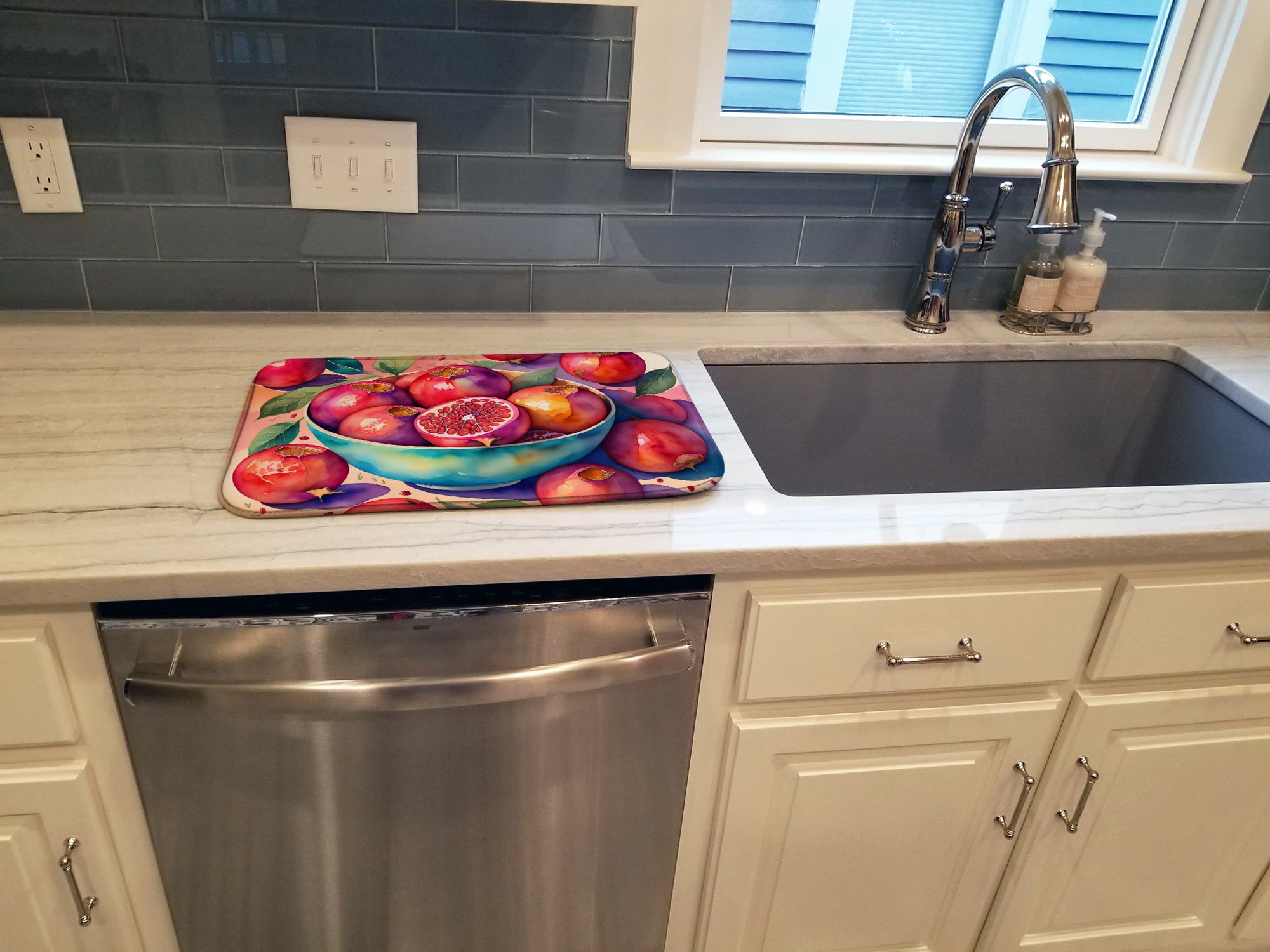 Colorful Pomegranates Dish Drying Mat