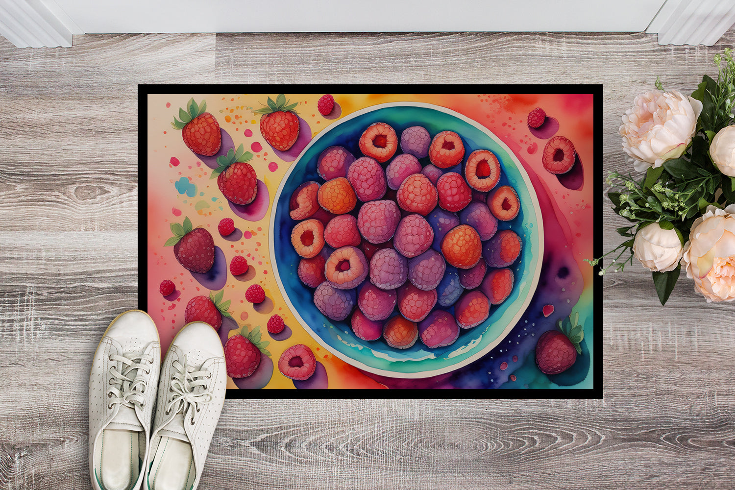 Buy this Colorful Raspberries Indoor or Outdoor Mat 24x36