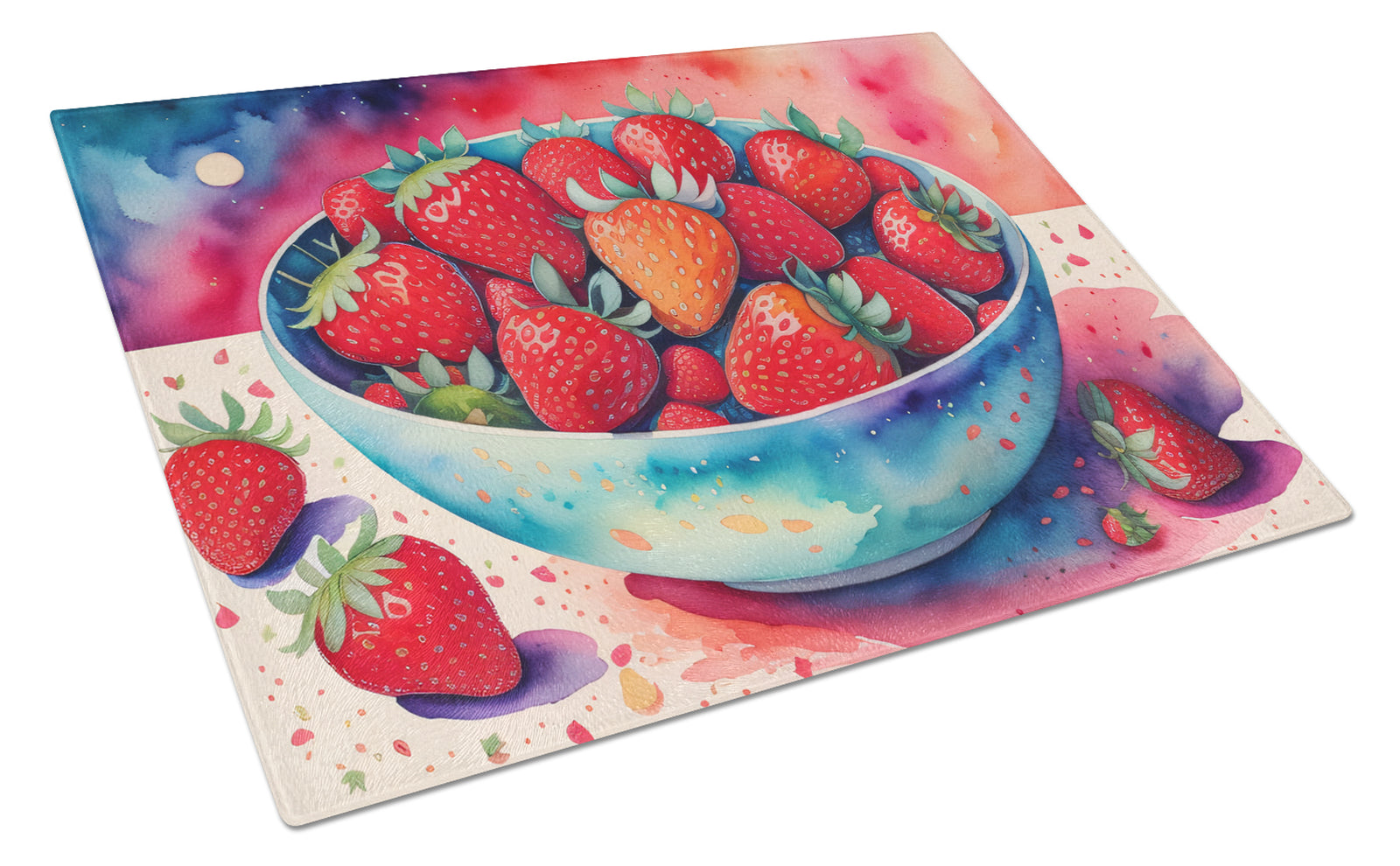 Buy this Colorful Strawberries Glass Cutting Board Large