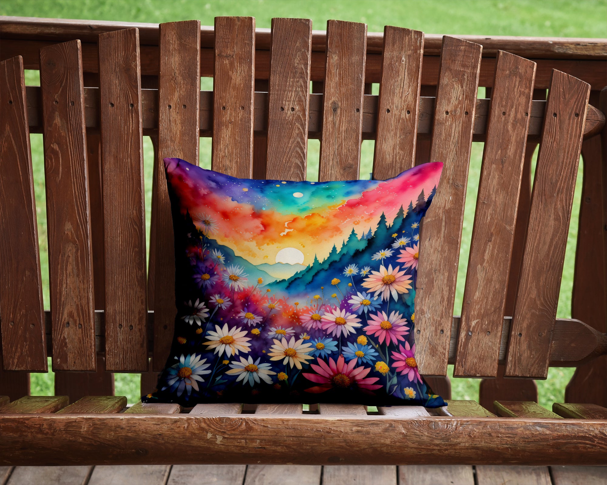 Colorful Asters Fabric Decorative Pillow  the-store.com.