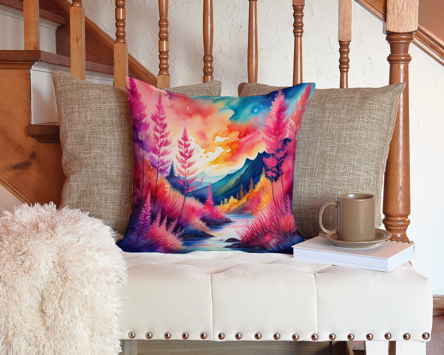Colorful Astilbe Fabric Decorative Pillow  the-store.com.