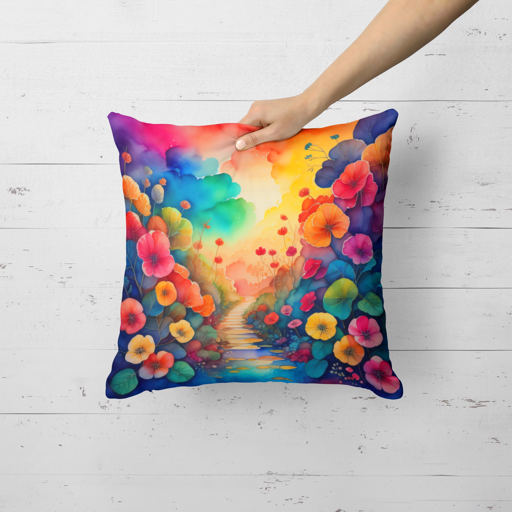 Colorful Begonias Fabric Decorative Pillow  the-store.com.