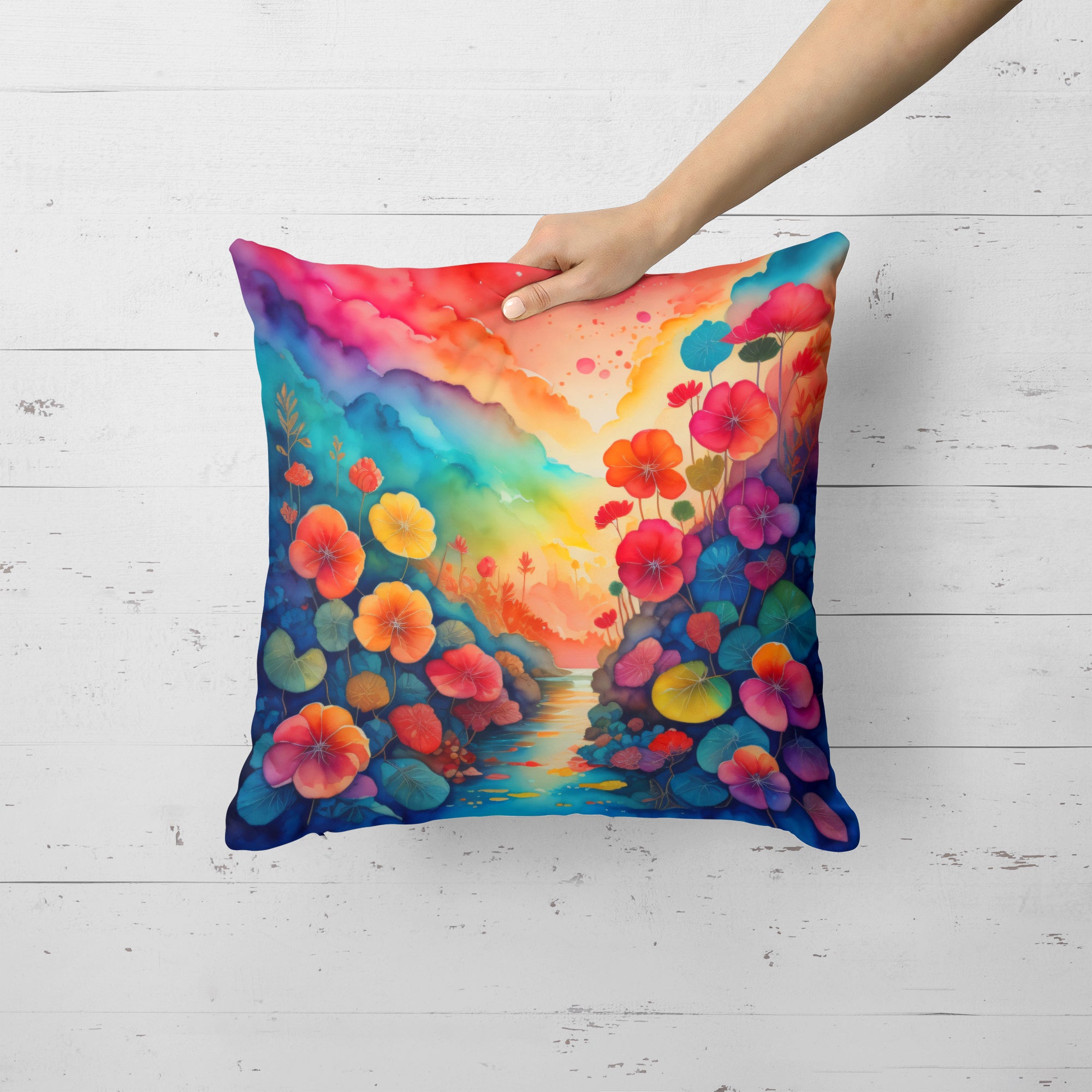 Colorful Begonias Fabric Decorative Pillow  the-store.com.