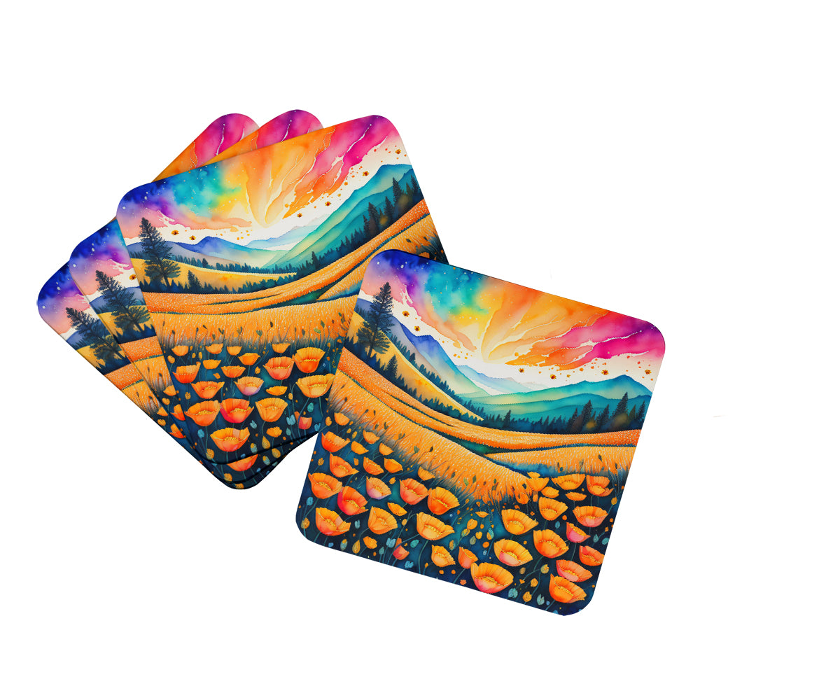 Buy this Colorful California poppies Foam Coaster Set of 4