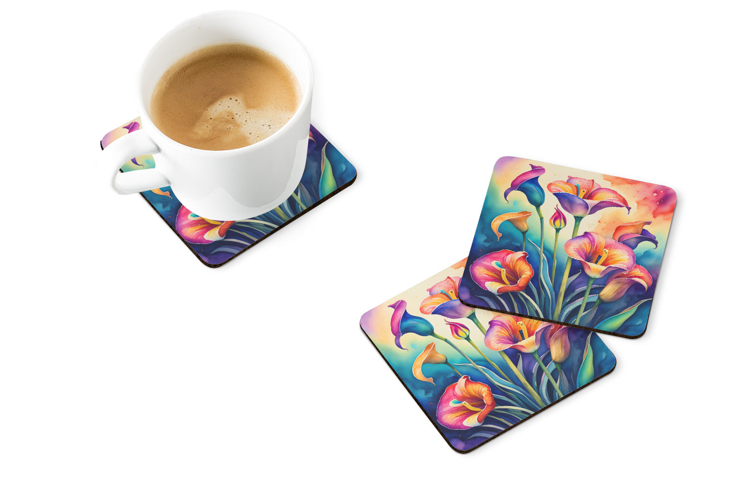 Buy this Colorful Calla Lilies Foam Coaster Set of 4