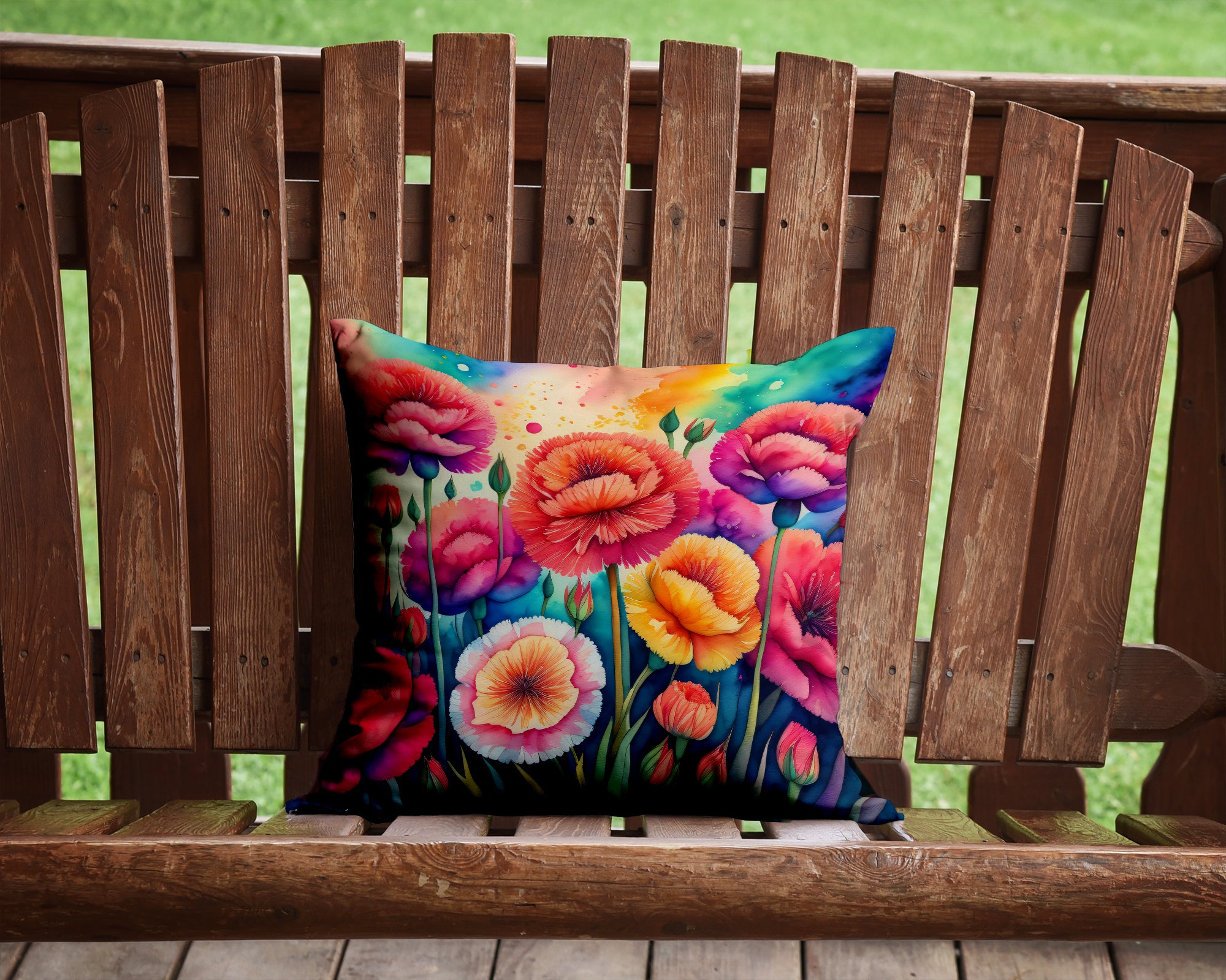 Colorful Carnations Fabric Decorative Pillow  the-store.com.