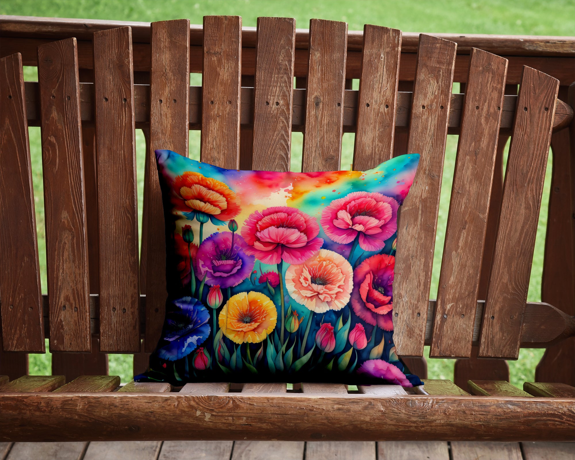 Colorful Carnations Fabric Decorative Pillow  the-store.com.