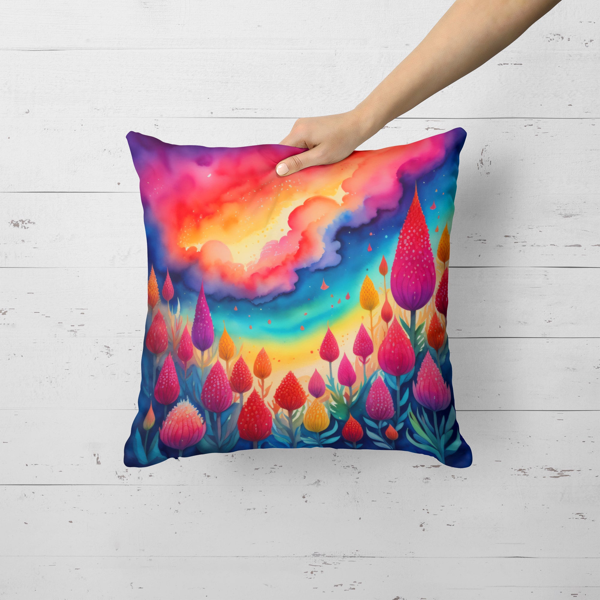 Colorful Celosia Fabric Decorative Pillow  the-store.com.
