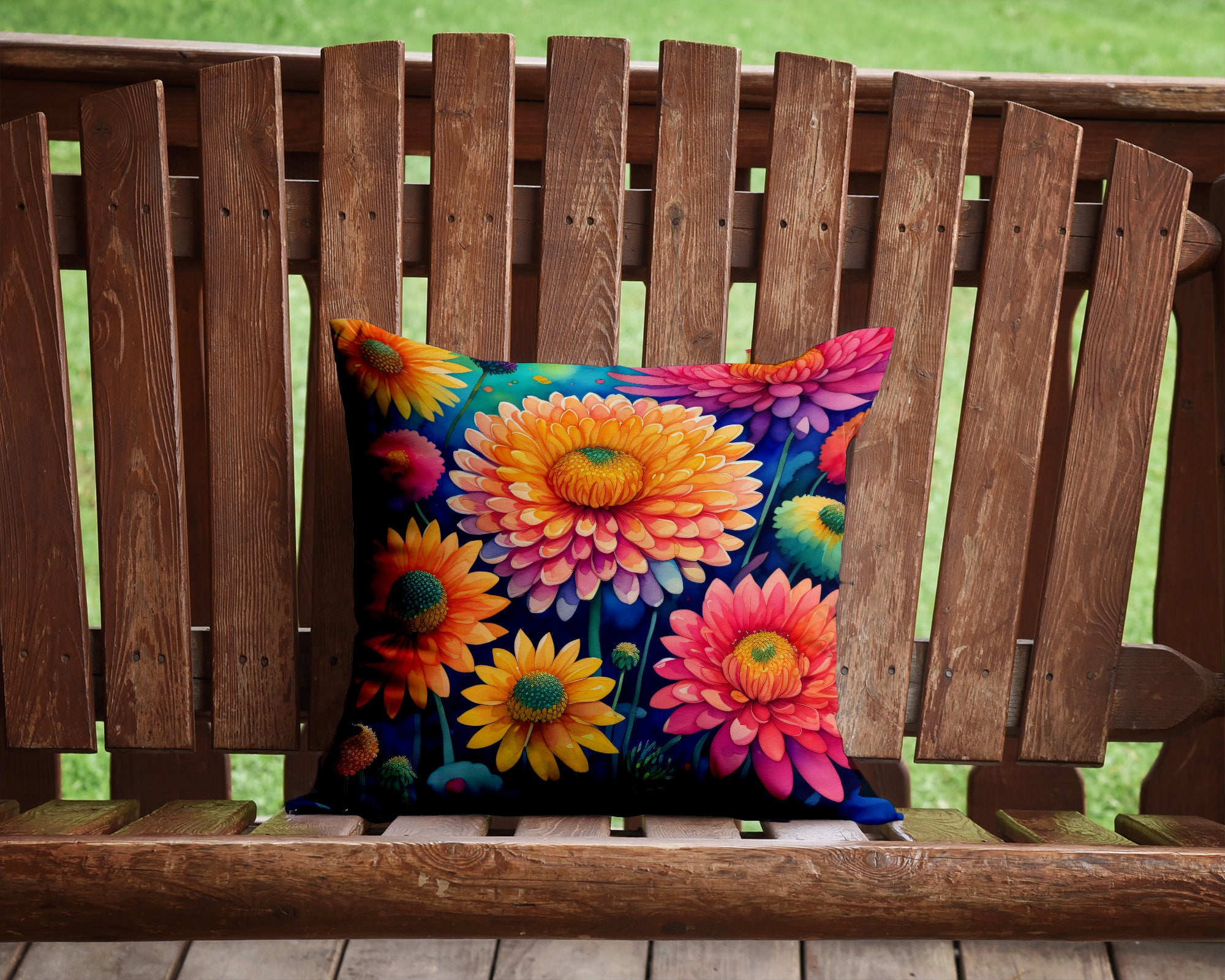 Colorful Chrysanthemums Fabric Decorative Pillow  the-store.com.