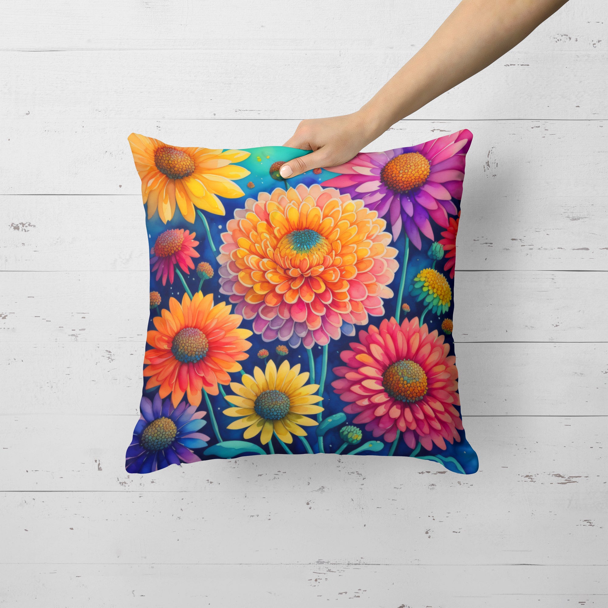 Colorful Chrysanthemums Fabric Decorative Pillow  the-store.com.