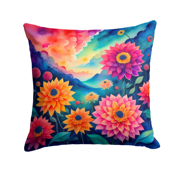 Buy this Colorful Dahlias Fabric Decorative Pillow