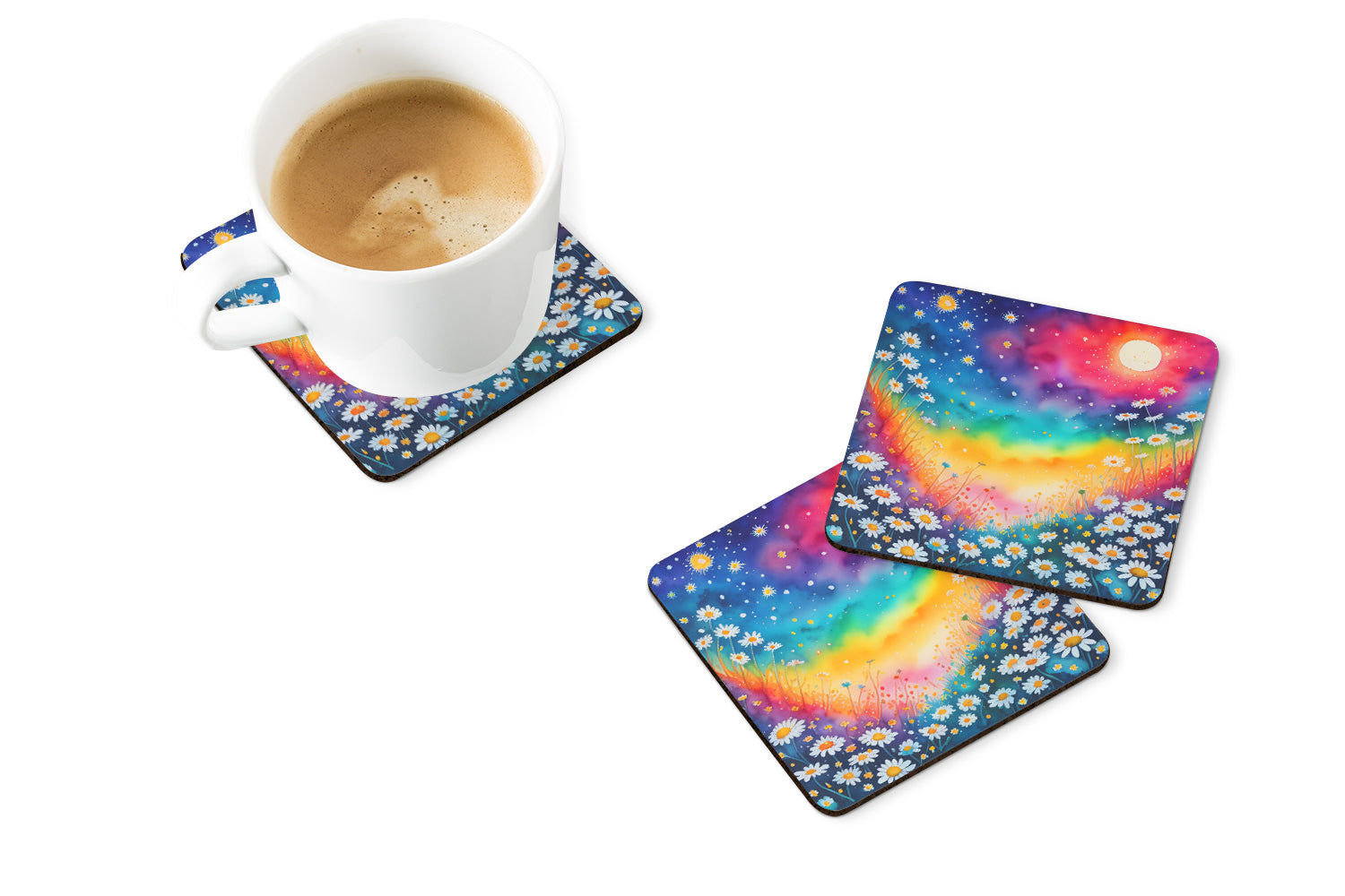 Colorful Daisies Foam Coaster Set of 4