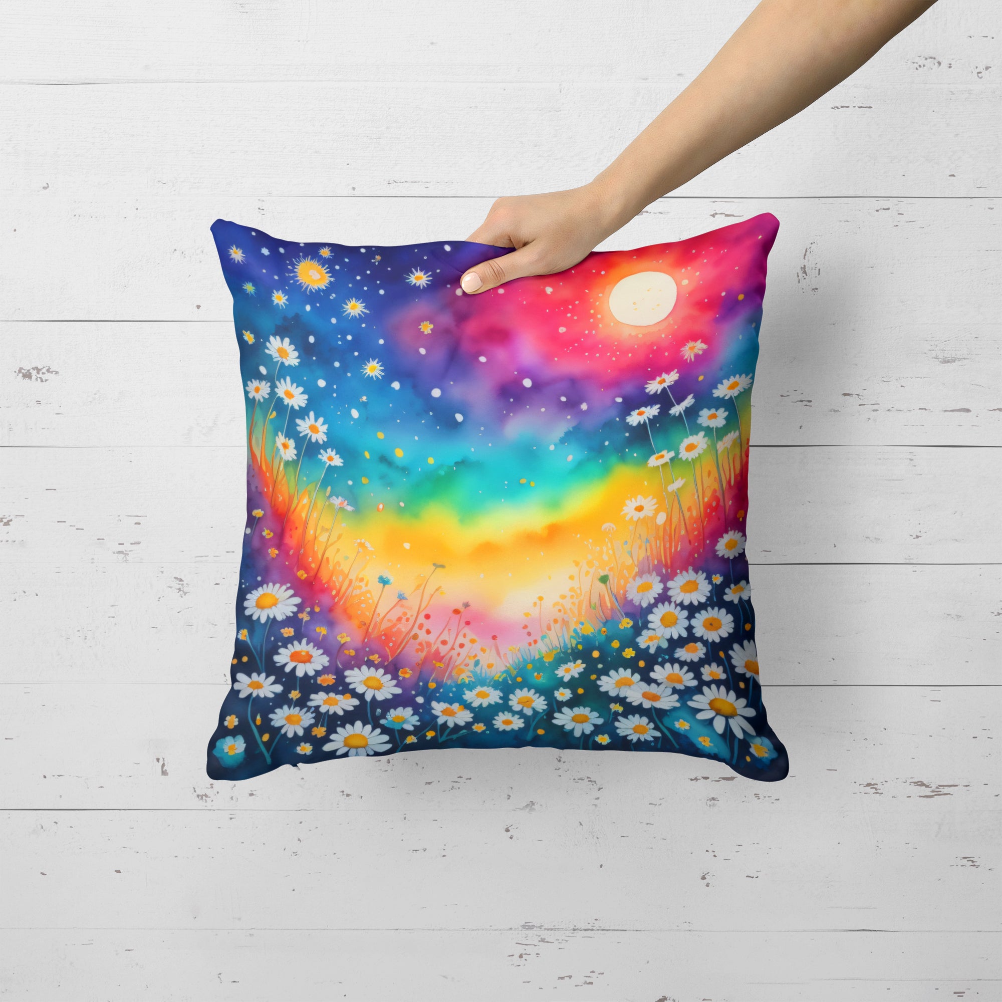 Colorful Daisies Fabric Decorative Pillow  the-store.com.