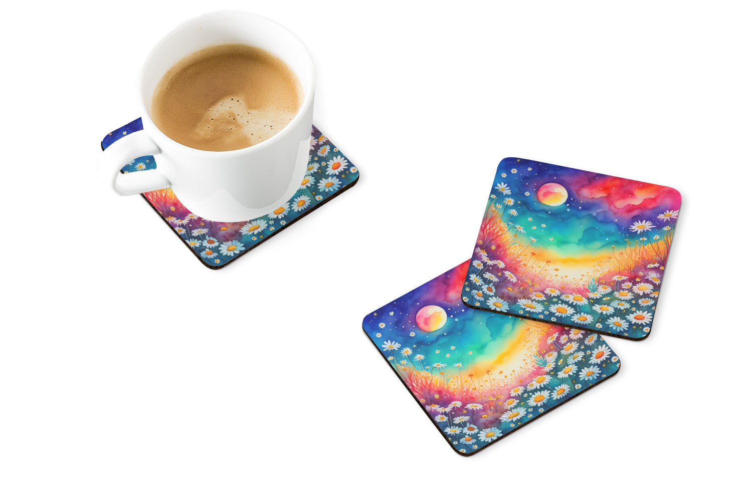 Colorful Daisies Foam Coaster Set of 4  the-store.com.