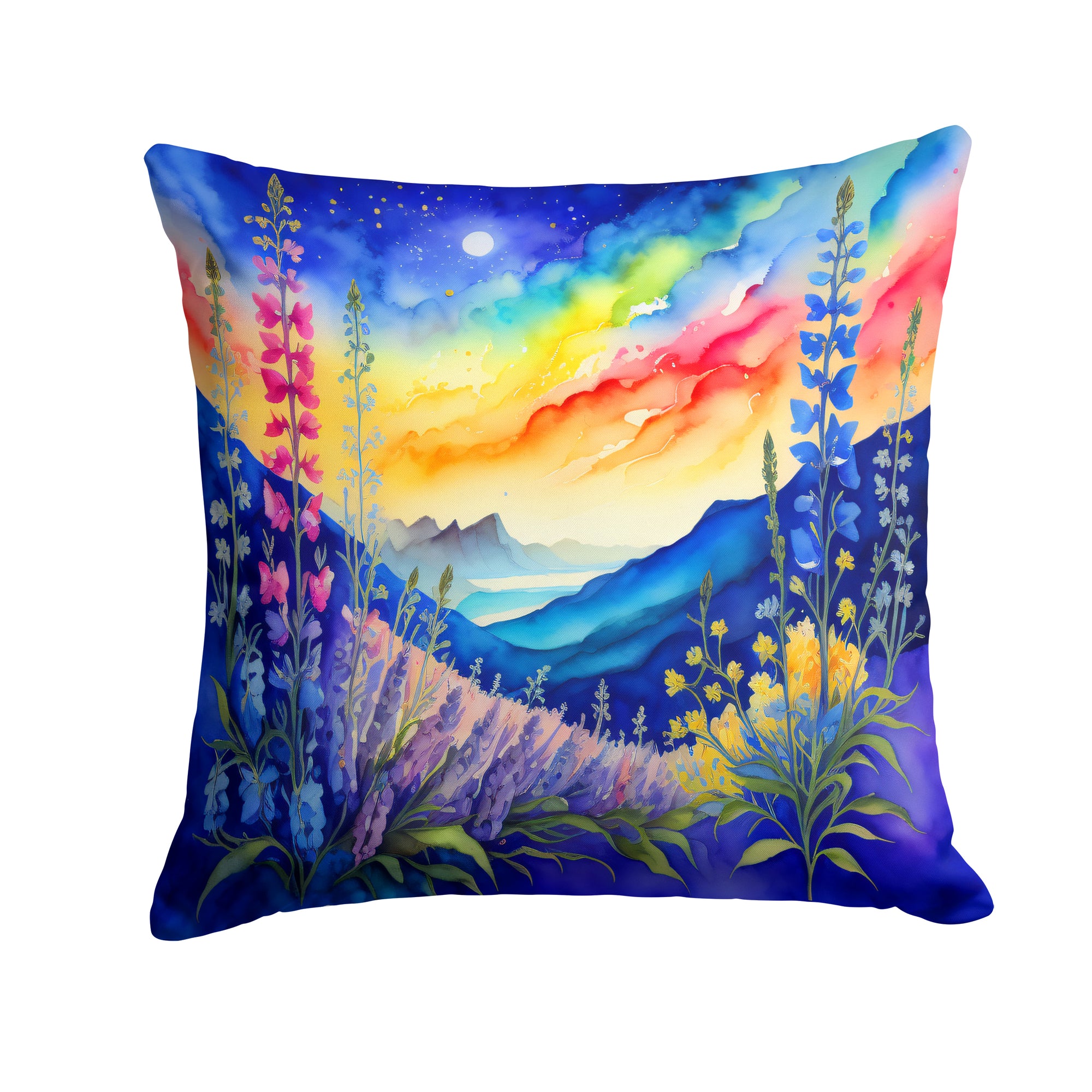 Buy this Colorful Delphinium Fabric Decorative Pillow