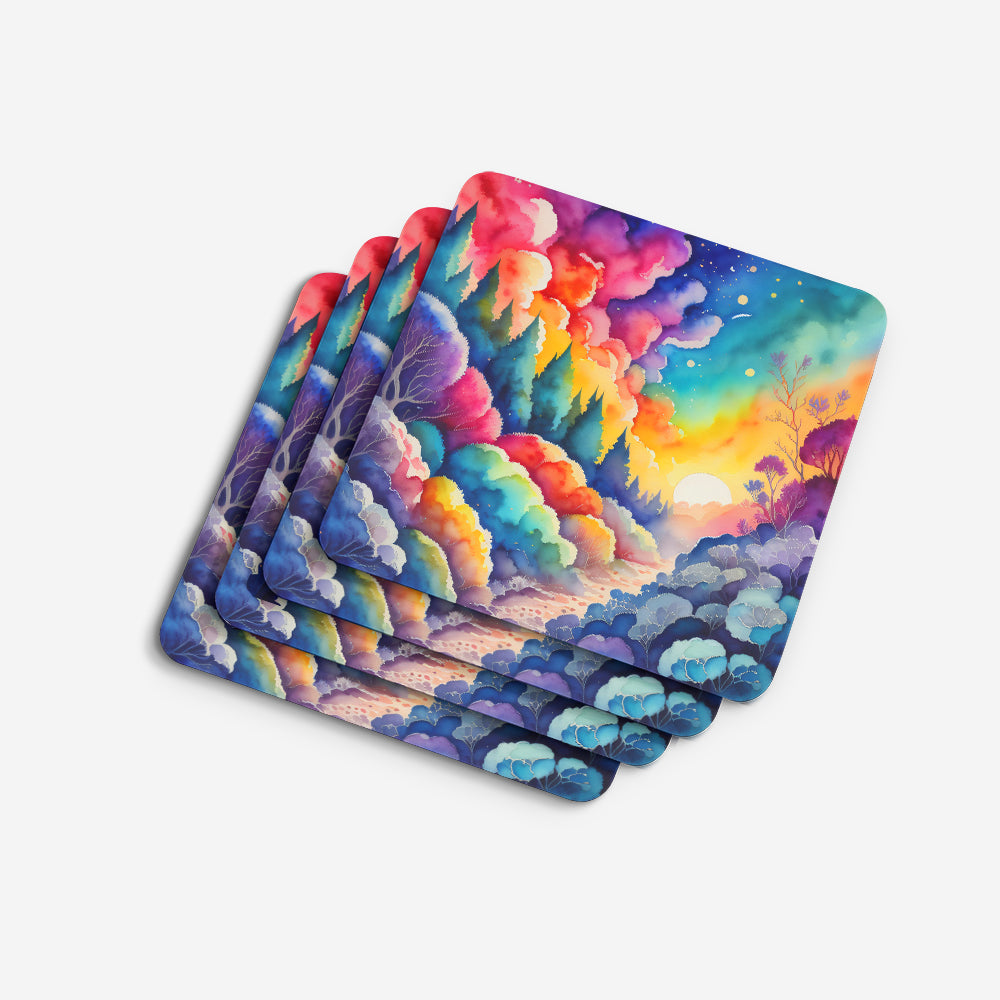 Colorful Dusty Miller Foam Coaster Set of 4  the-store.com.