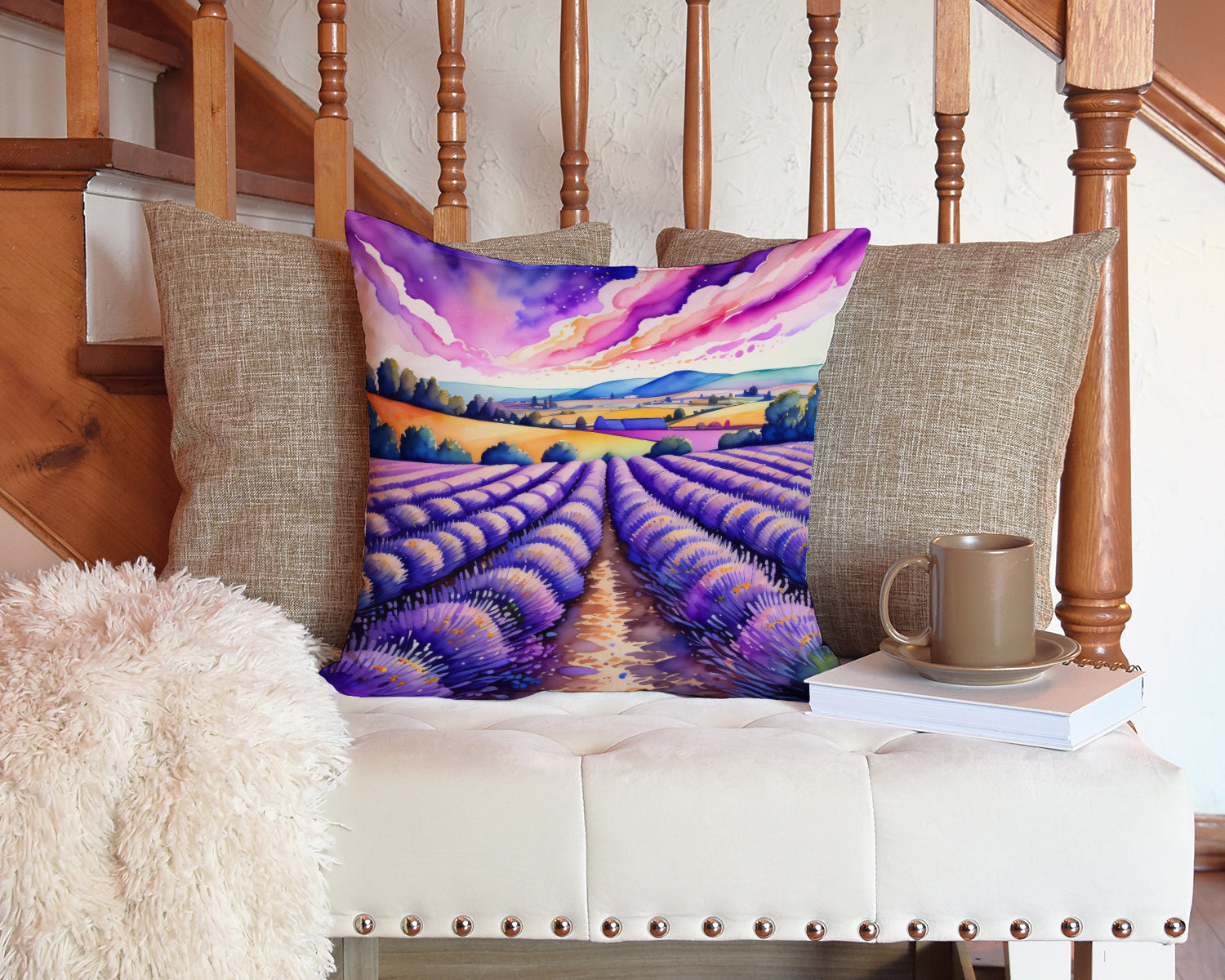 Colorful English Lavender Fabric Decorative Pillow  the-store.com.
