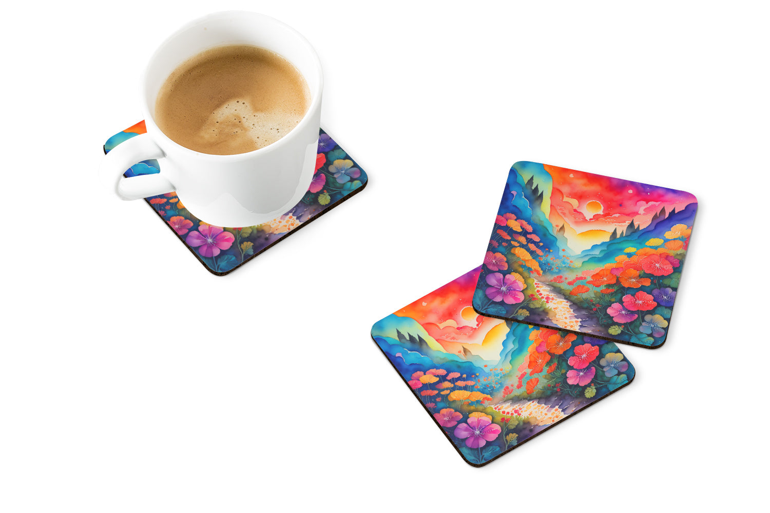 Colorful Geraniums Foam Coaster Set of 4