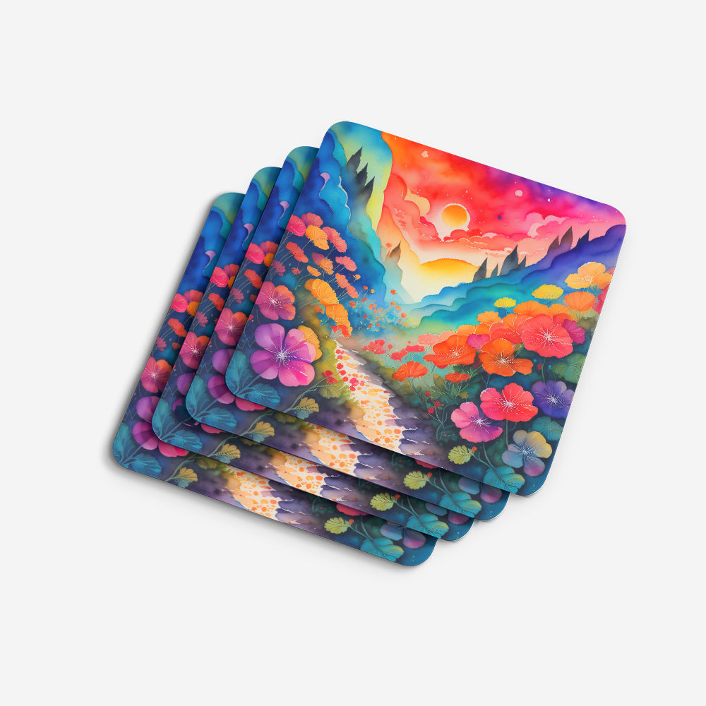 Colorful Geraniums Foam Coaster Set of 4  the-store.com.