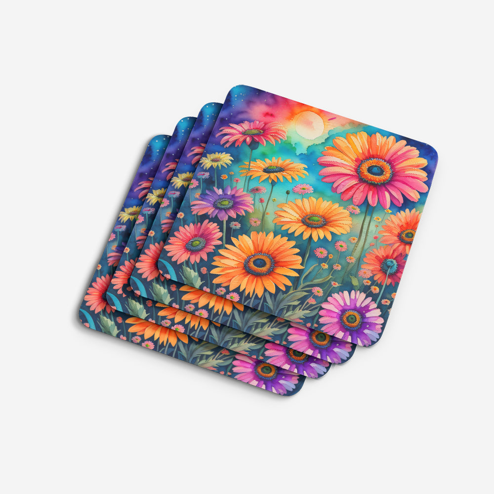 Colorful Gerbera Daisies Foam Coaster Set of 4  the-store.com.