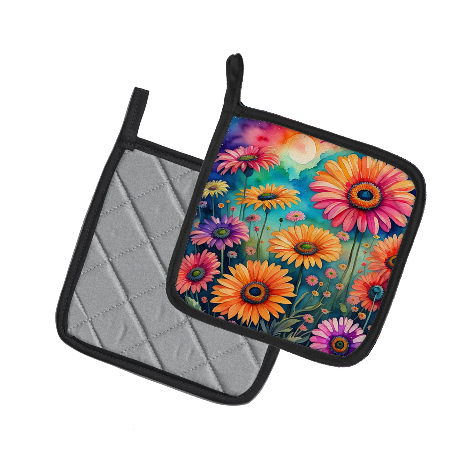 Colorful Gerbera Daisies Pair of Pot Holders