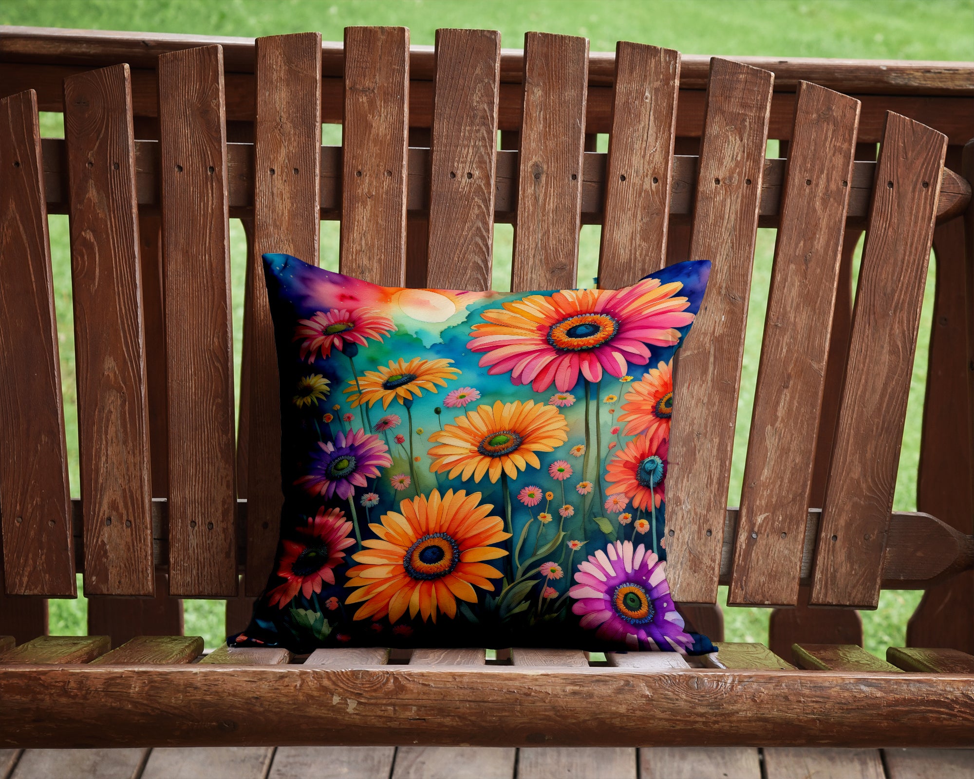 Buy this Colorful Gerbera Daisies Fabric Decorative Pillow