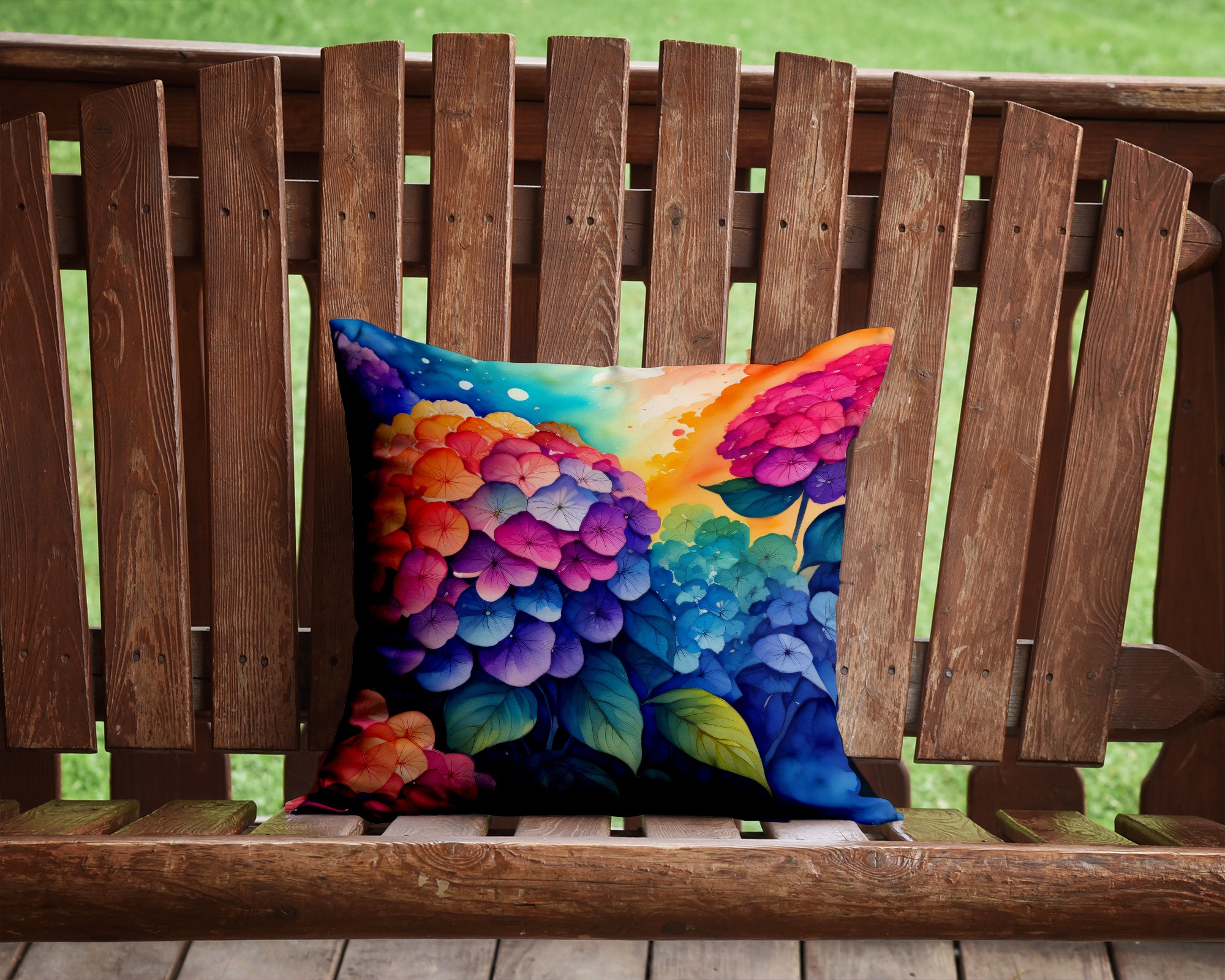 Colorful Hydrangeas Fabric Decorative Pillow  the-store.com.