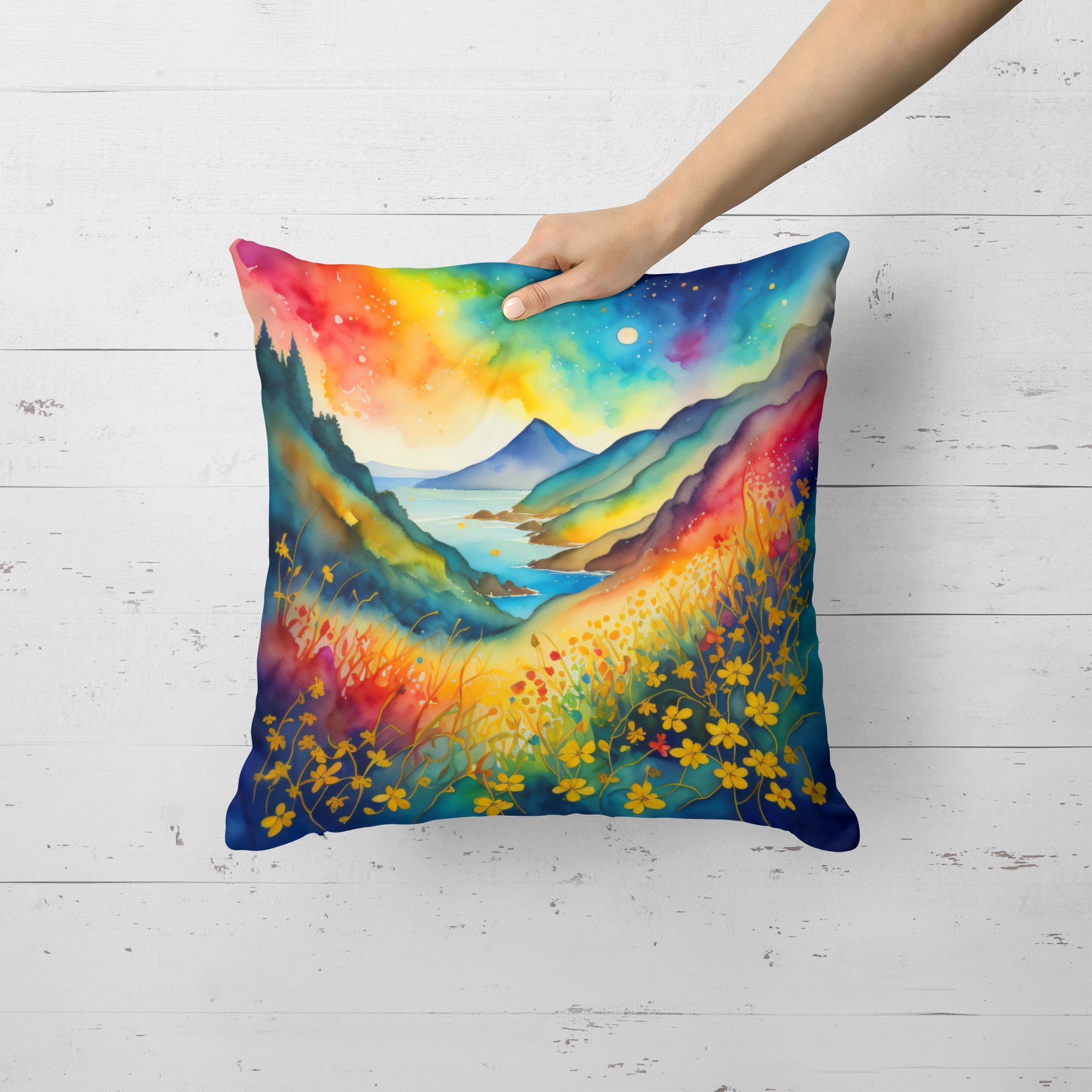 Colorful Hypericum or St. John�s Wort Fabric Decorative Pillow  the-store.com.