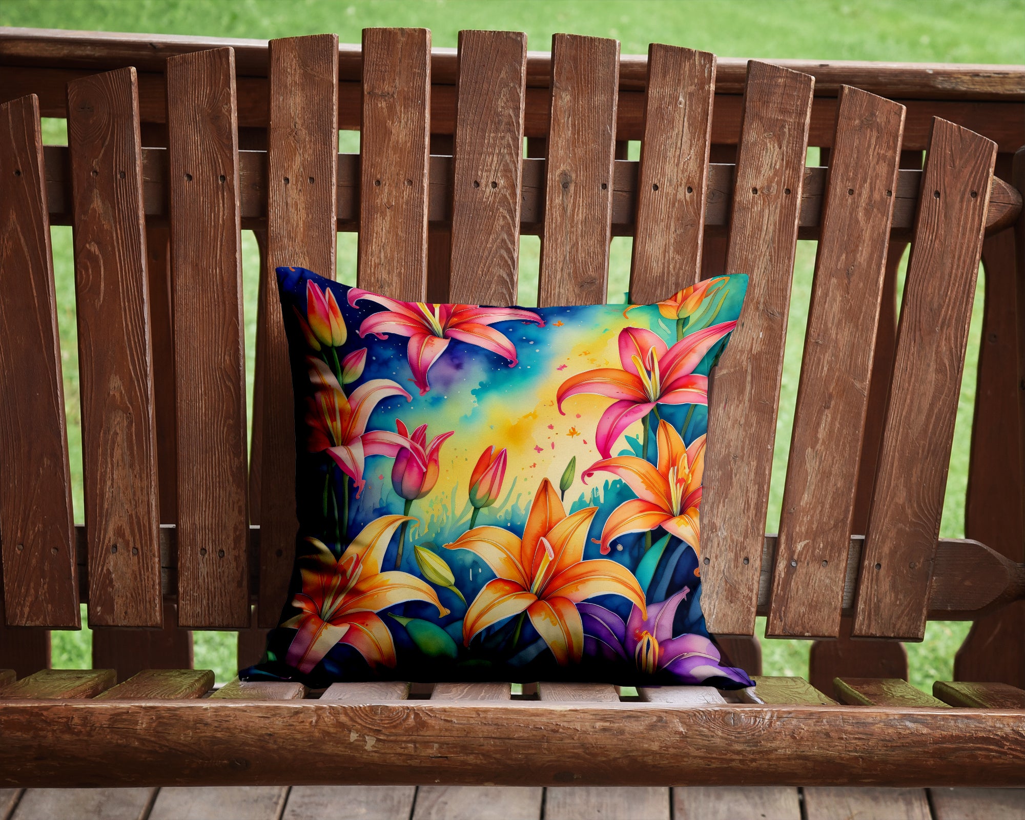 Colorful Lilies Fabric Decorative Pillow  the-store.com.