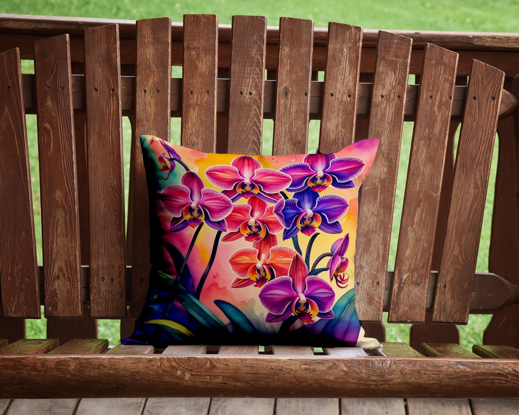 Colorful Orchids Fabric Decorative Pillow  the-store.com.