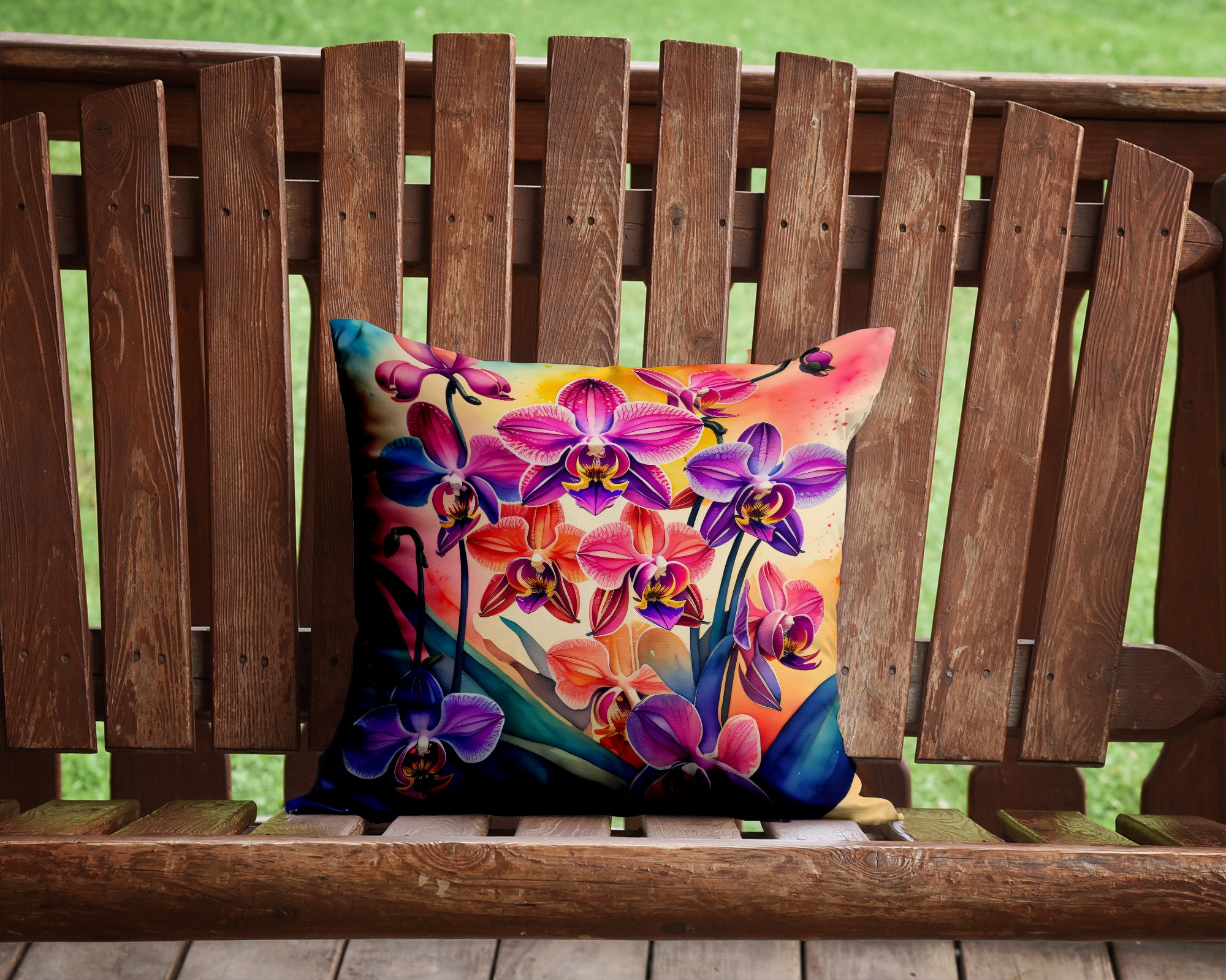 Colorful Orchids Fabric Decorative Pillow