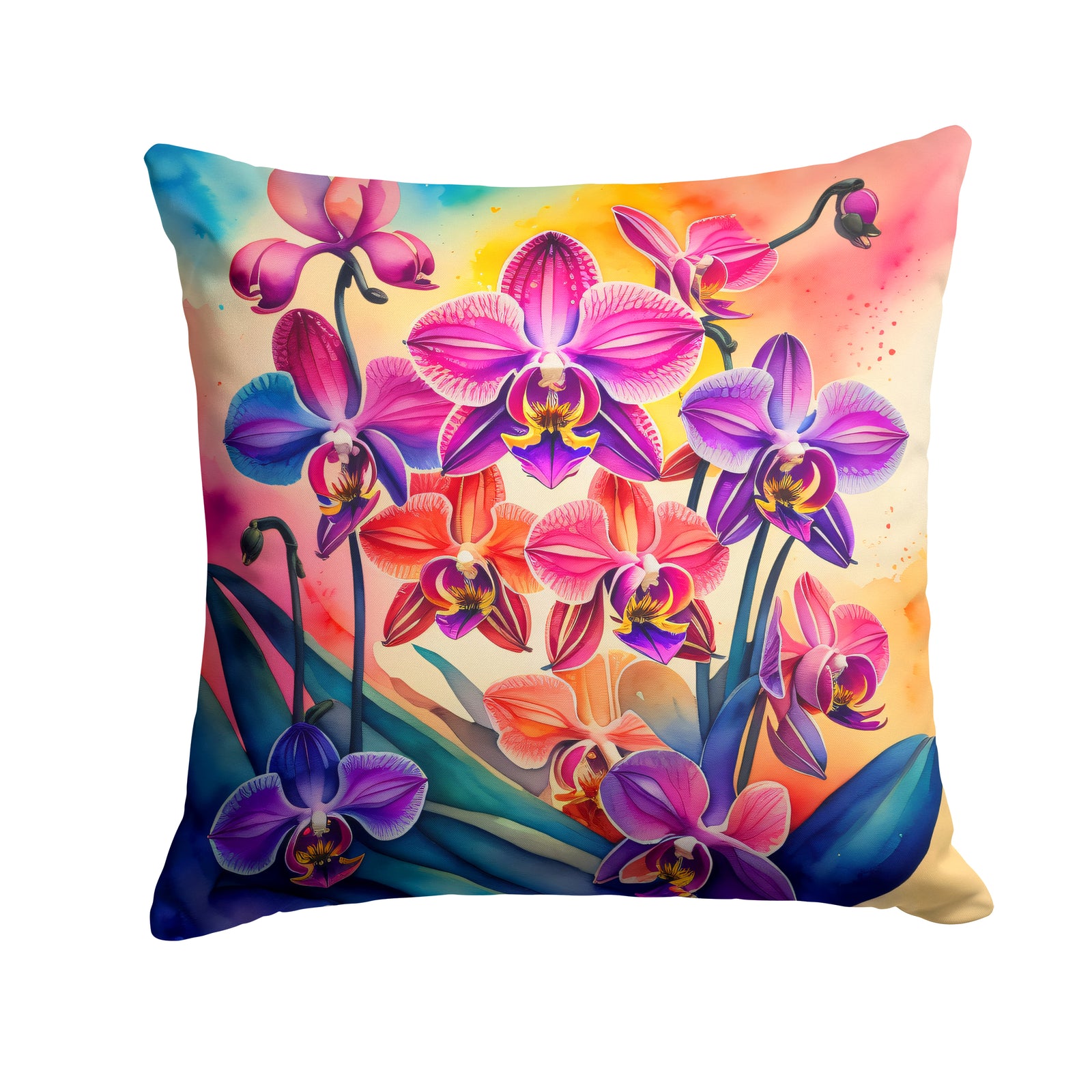 Buy this Colorful Orchids Fabric Decorative Pillow