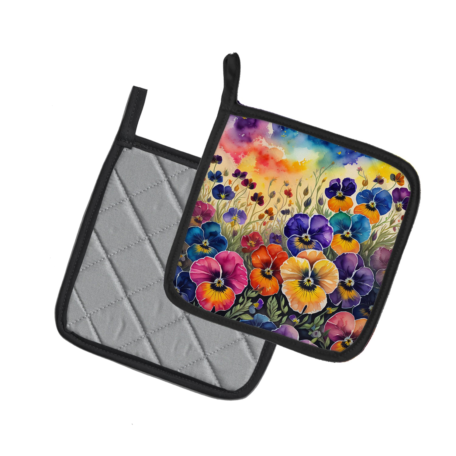 Colorful Pansies Pair of Pot Holders