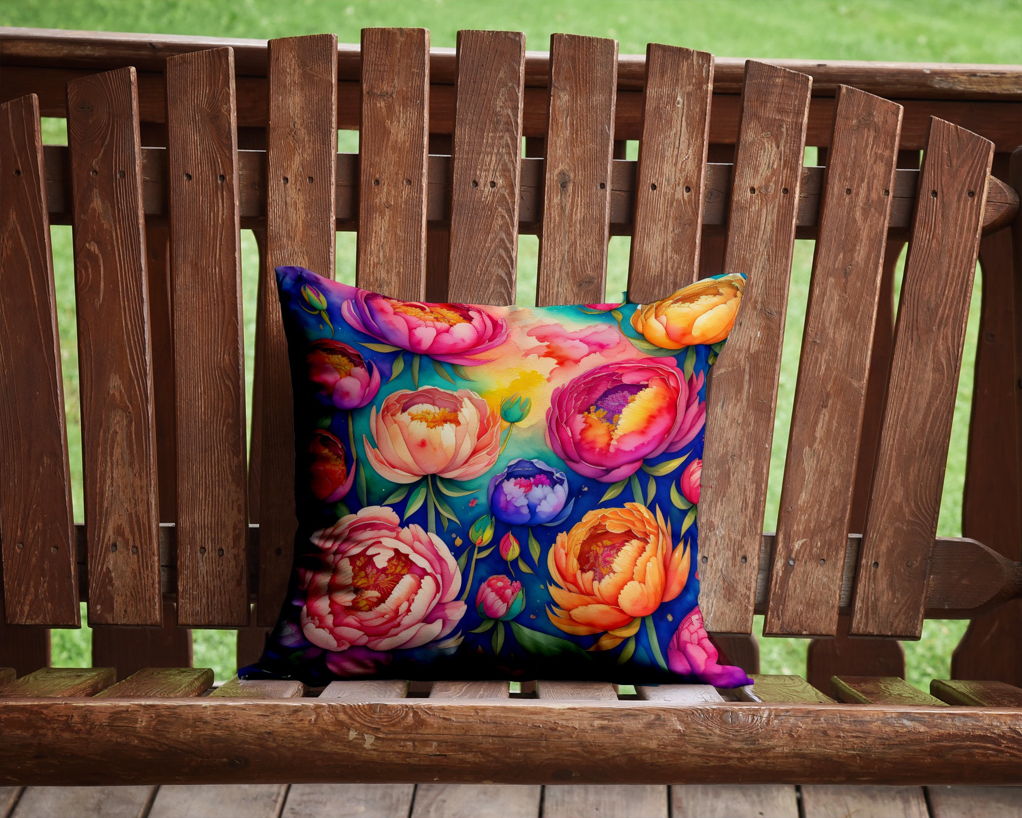 Colorful Peonies Fabric Decorative Pillow  the-store.com.