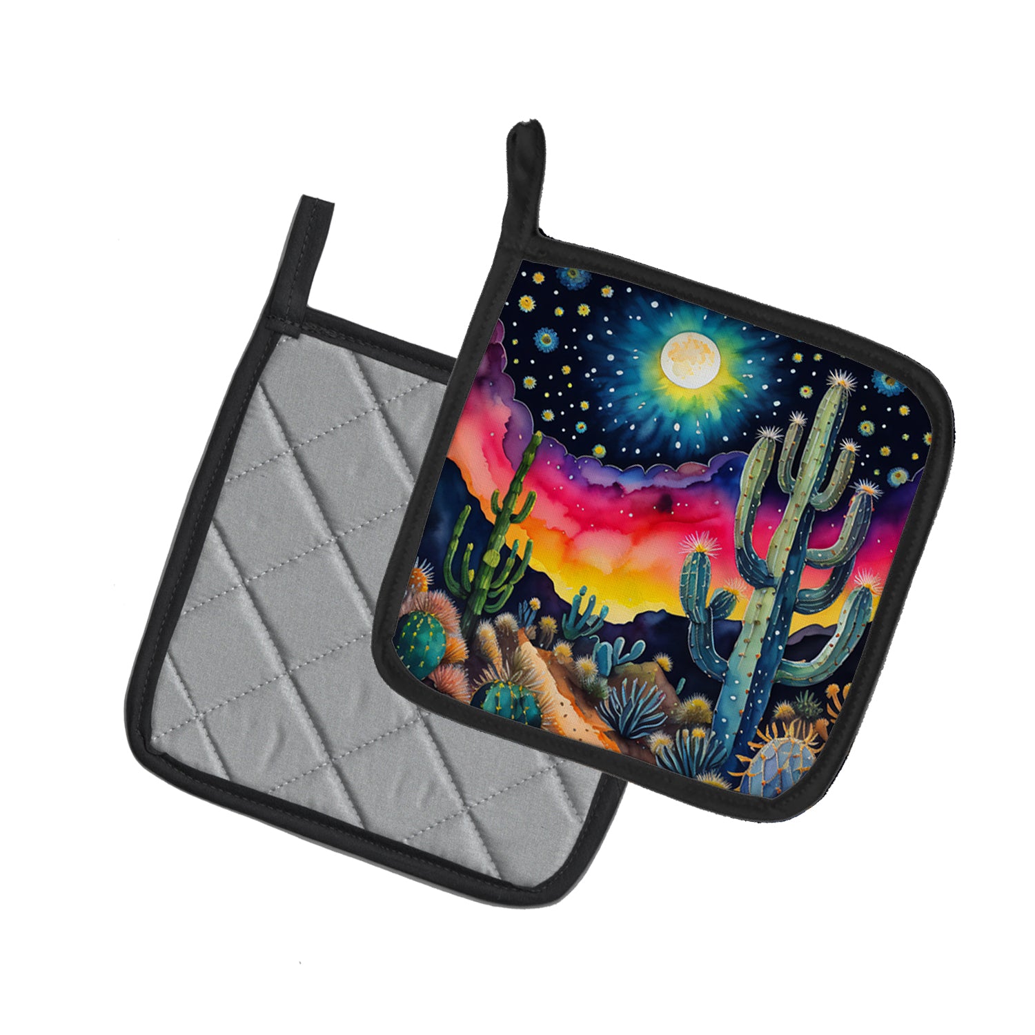 Buy this Colorful Queen of the Night Cactus Pair of Pot Holders