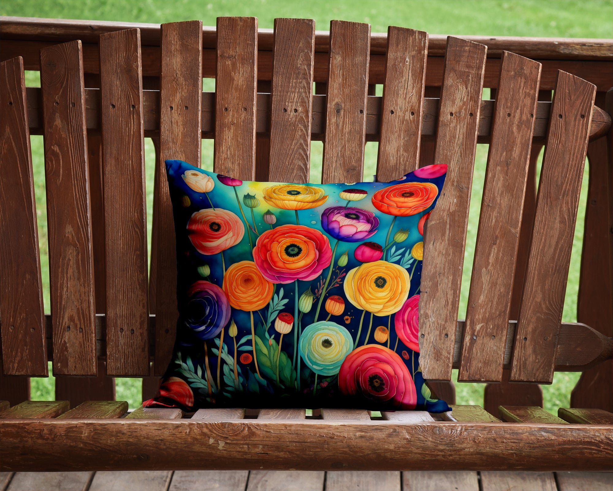 Buy this Colorful Ranunculus Fabric Decorative Pillow