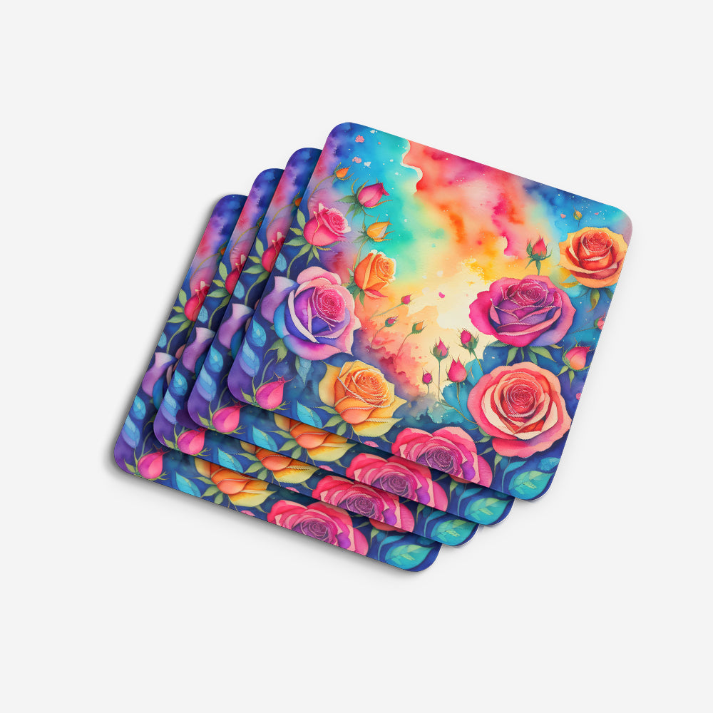 Colorful Roses Foam Coaster Set of 4