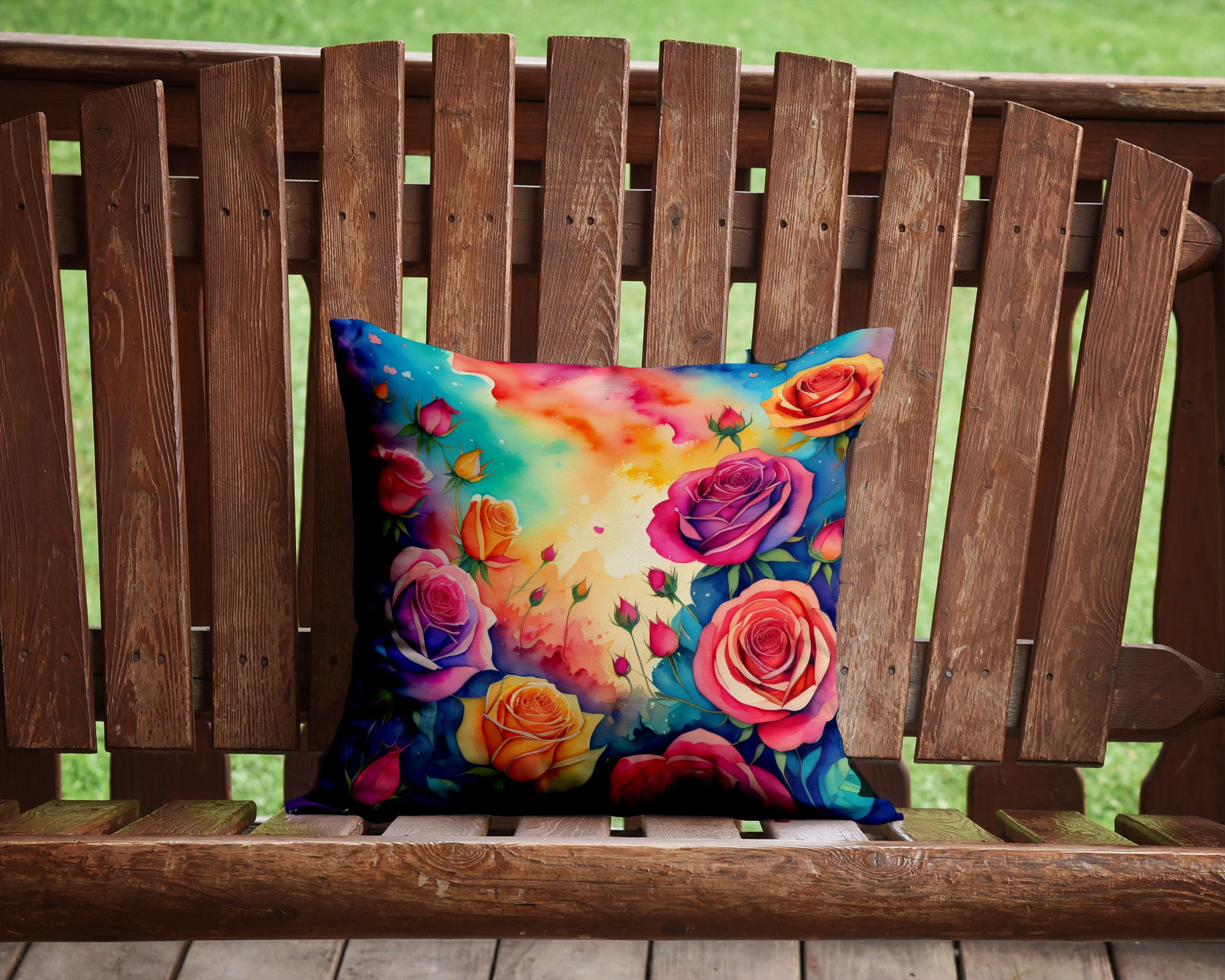 Colorful Roses Fabric Decorative Pillow  the-store.com.