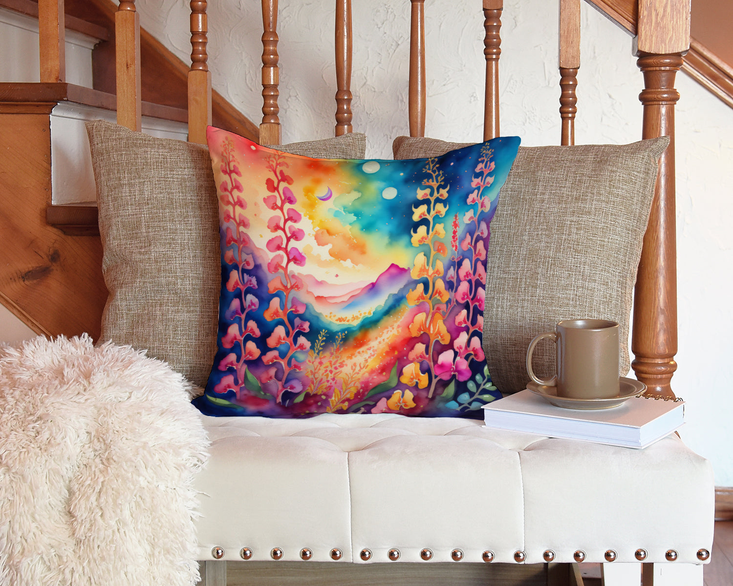 Colorful Snapdragon Fabric Decorative Pillow  the-store.com.