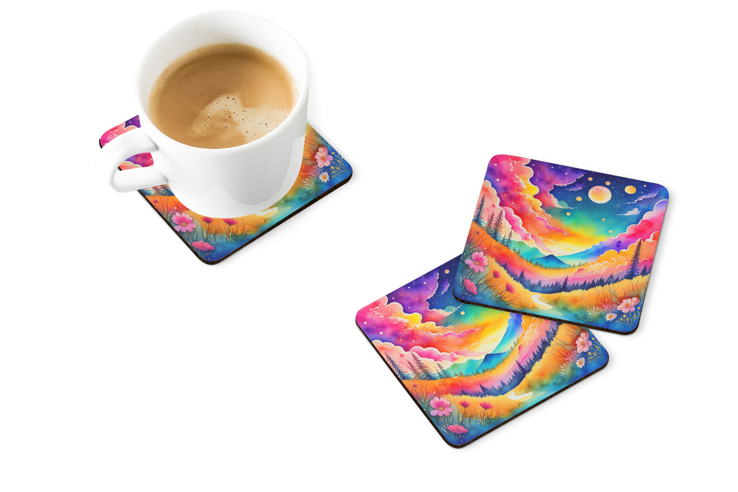 Colorful Stock, or gillyflower Foam Coaster Set of 4  the-store.com.