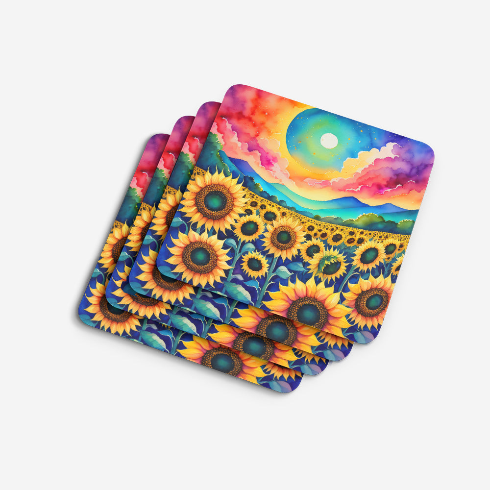 Colorful Sunflowers Foam Coaster Set of 4  the-store.com.