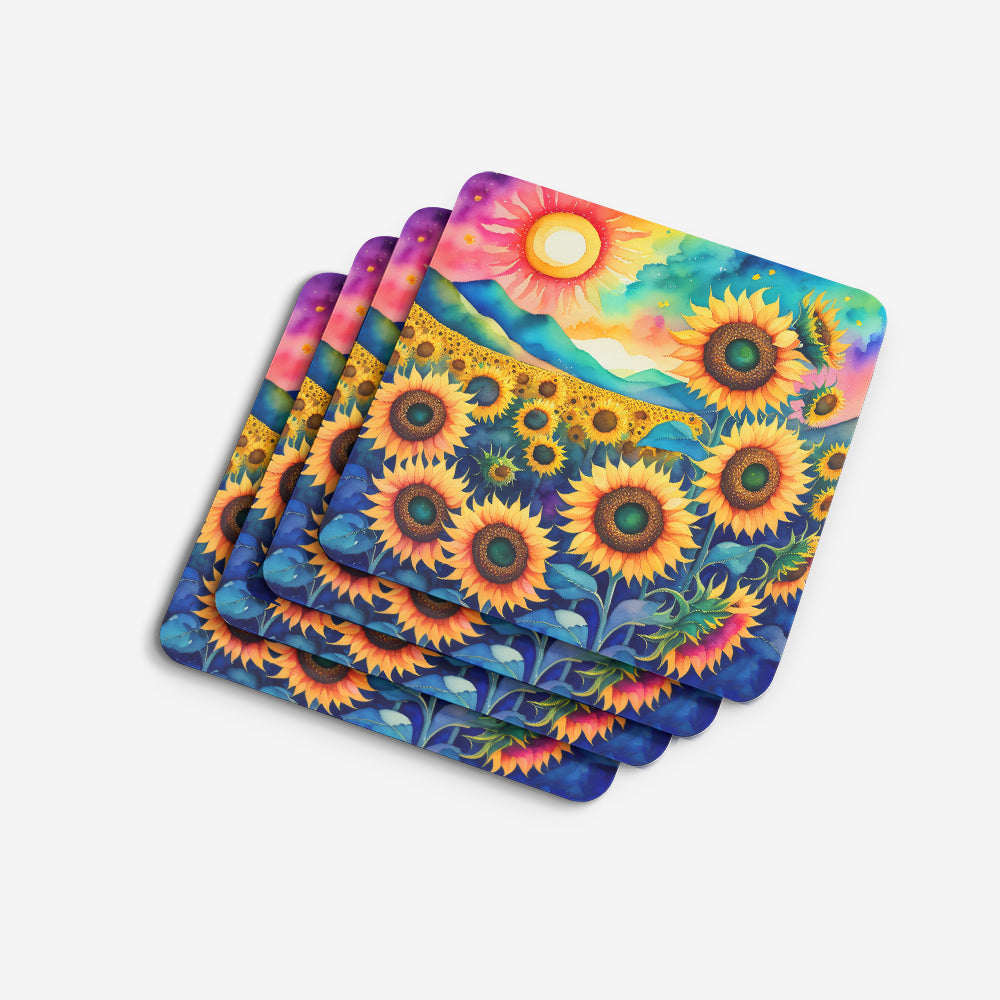 Colorful Sunflowers Foam Coaster Set of 4