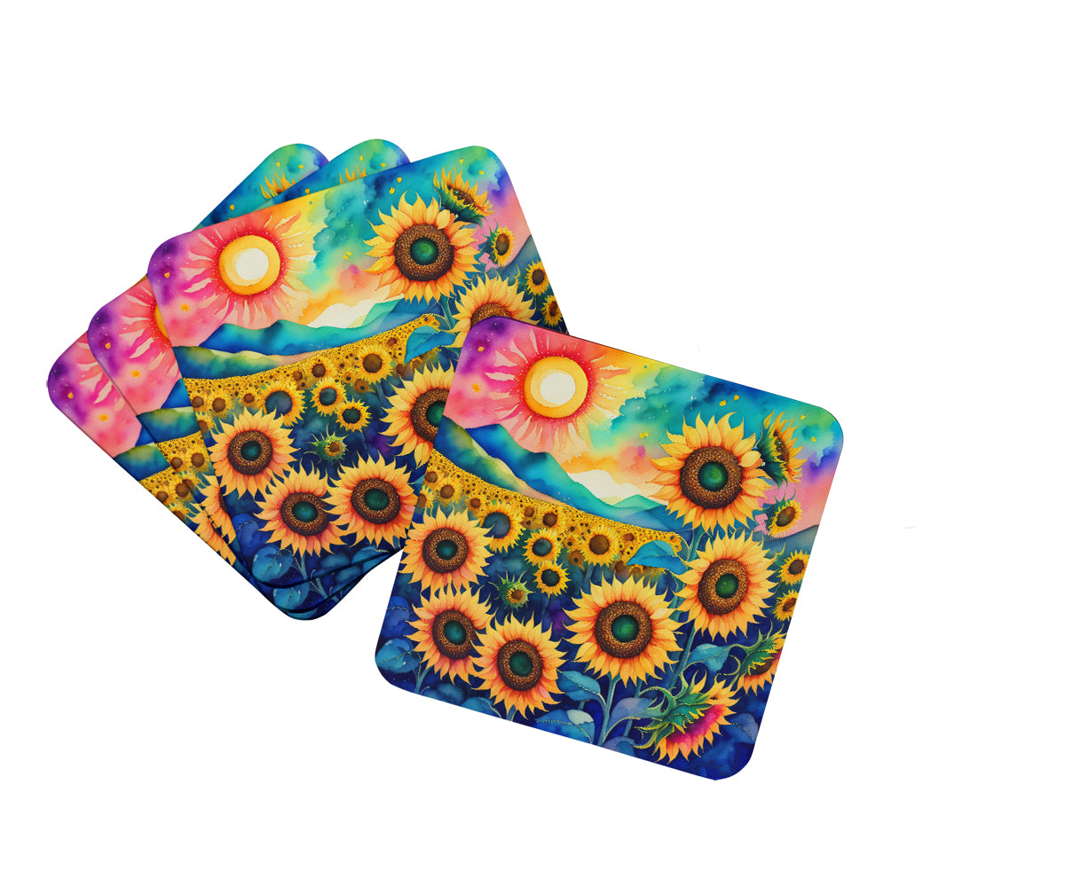 Buy this Colorful Sunflowers Foam Coaster Set of 4