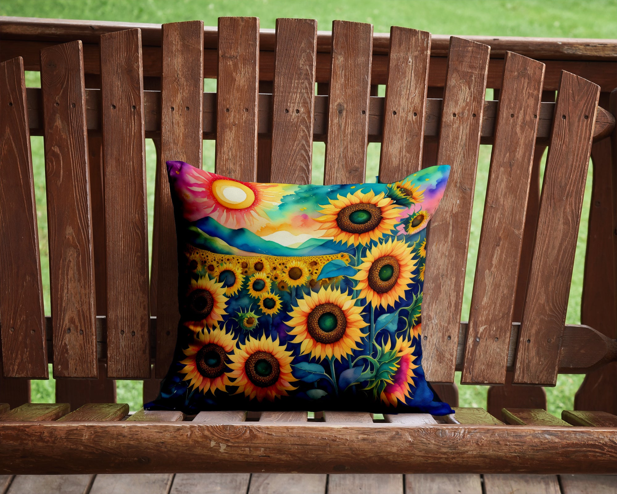 Colorful Sunflowers Fabric Decorative Pillow  the-store.com.