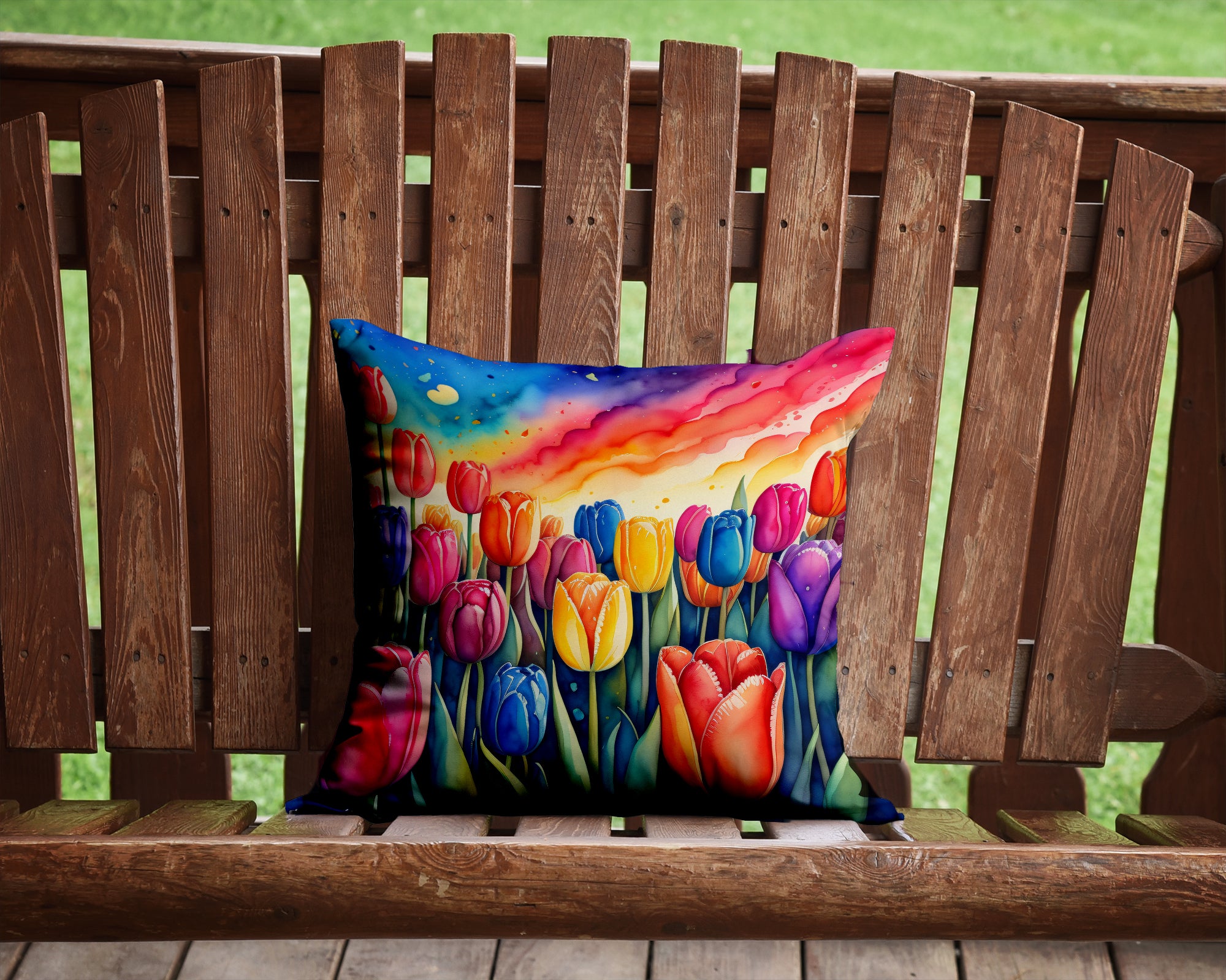 Colorful Tulips Fabric Decorative Pillow  the-store.com.