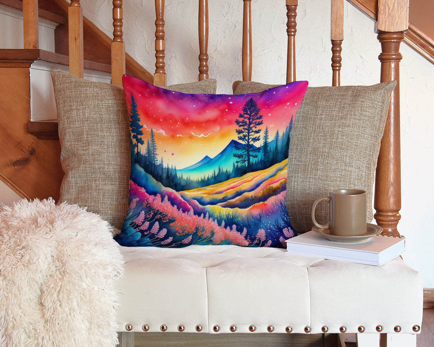 Colorful Yarrow Fabric Decorative Pillow  the-store.com.