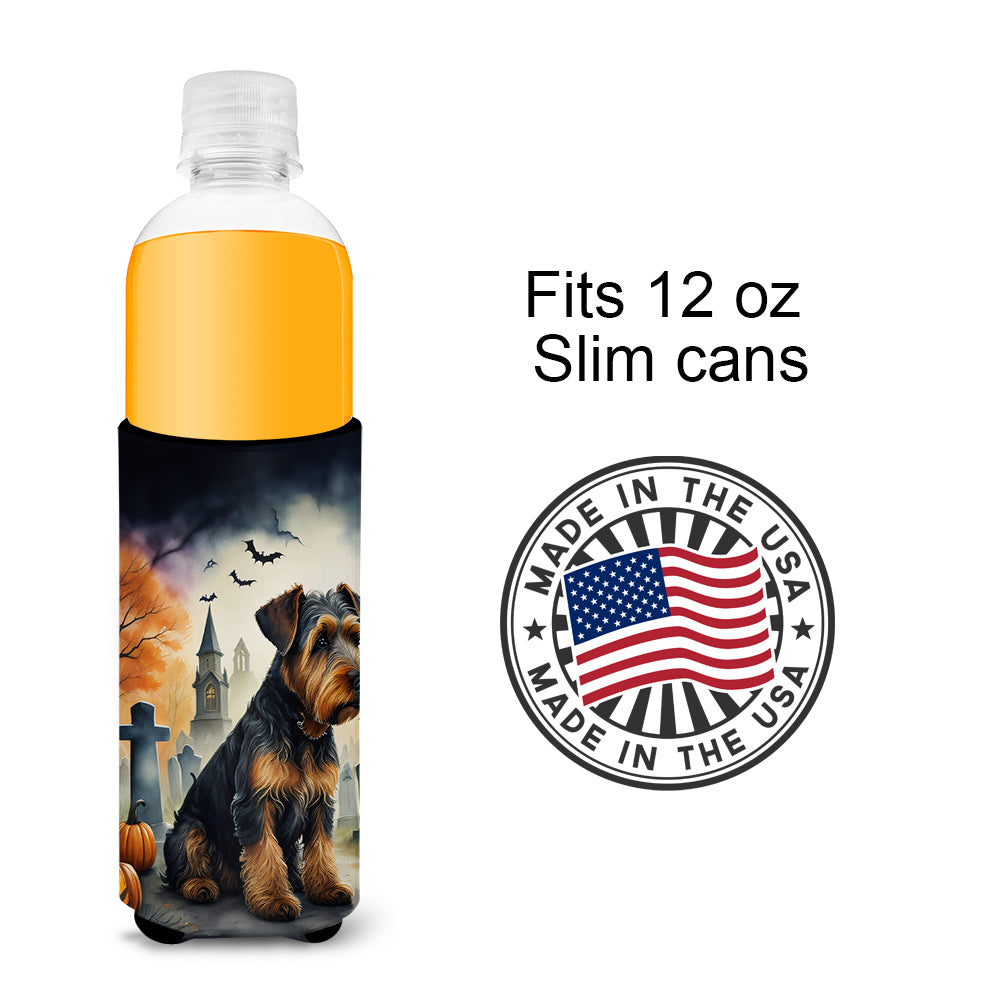 Airedale Terrier Spooky Halloween Hugger for Ultra Slim Cans