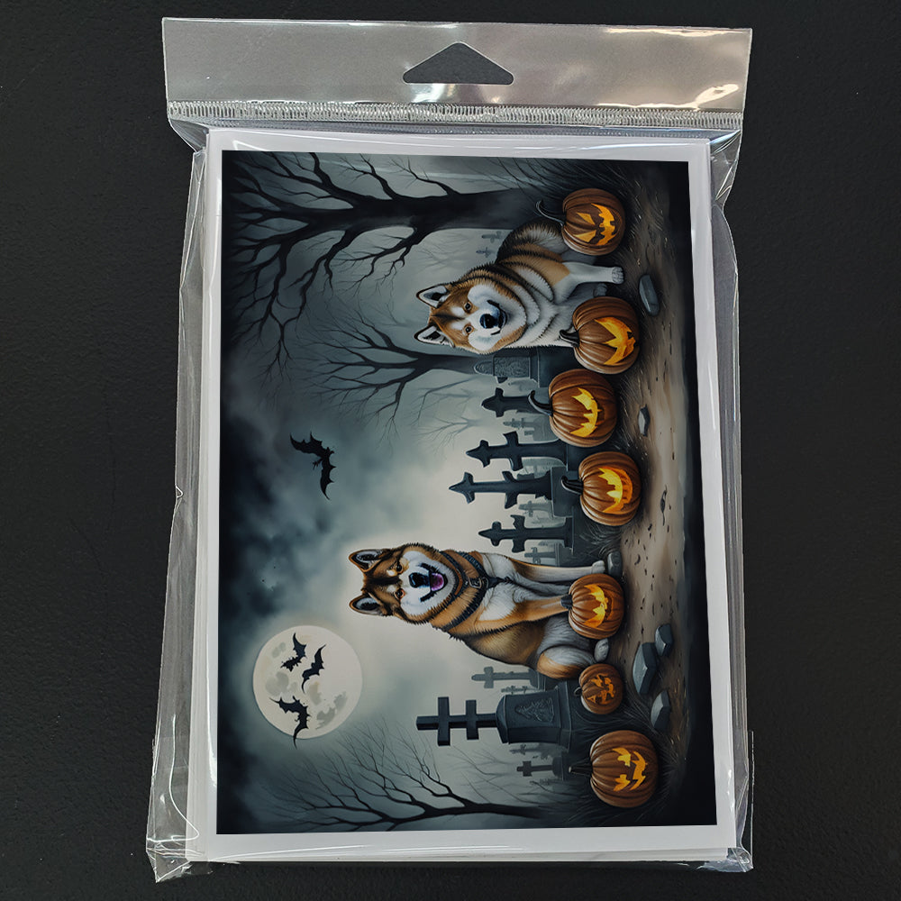 Akita Spooky Halloween Greeting Cards and Envelopes Pack of 8  the-store.com.